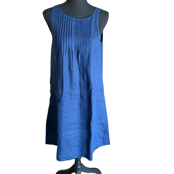 Vineyard Vines Navy Pleated Linen Sleeveless Top Size 6 - Picture 1 of 10